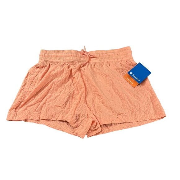 Columbia Womens Elastic Waist Omni-Shade UPF 50 Boundless Trek Shorts Peach M - Picture 1 of 9